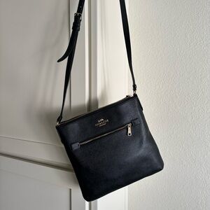 Authentic Coach Leather Rowan Black File Bag Crossbody